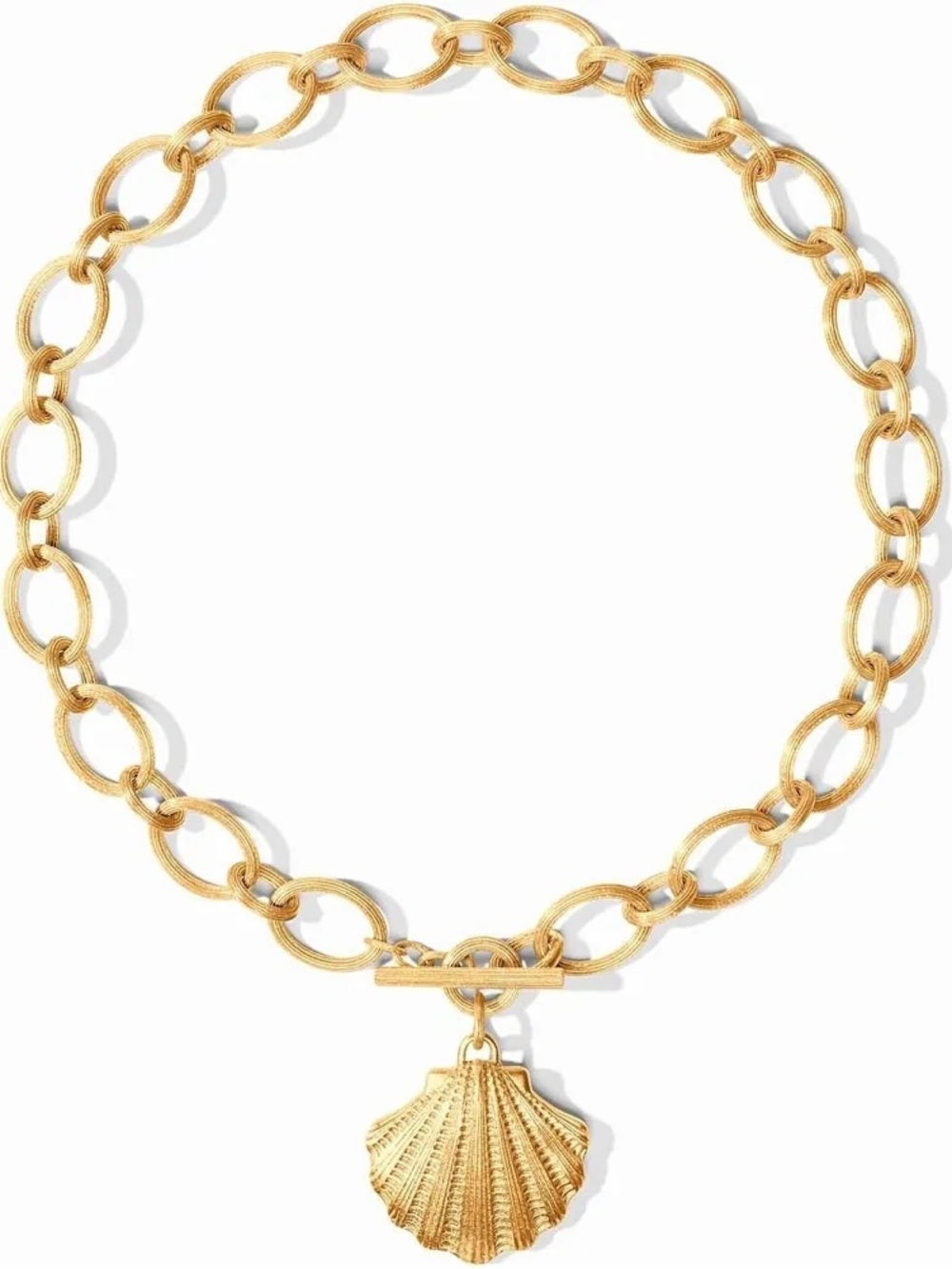 Julie Vos Gold Link Necklace with Shell Charm
